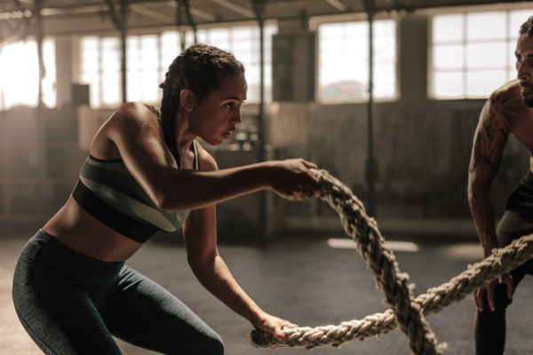 battle rope workout at gym