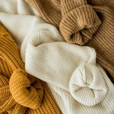 Knitwear showcasing results of Pilltec™ Anti-Pilling Fabric Technology on natural fibers